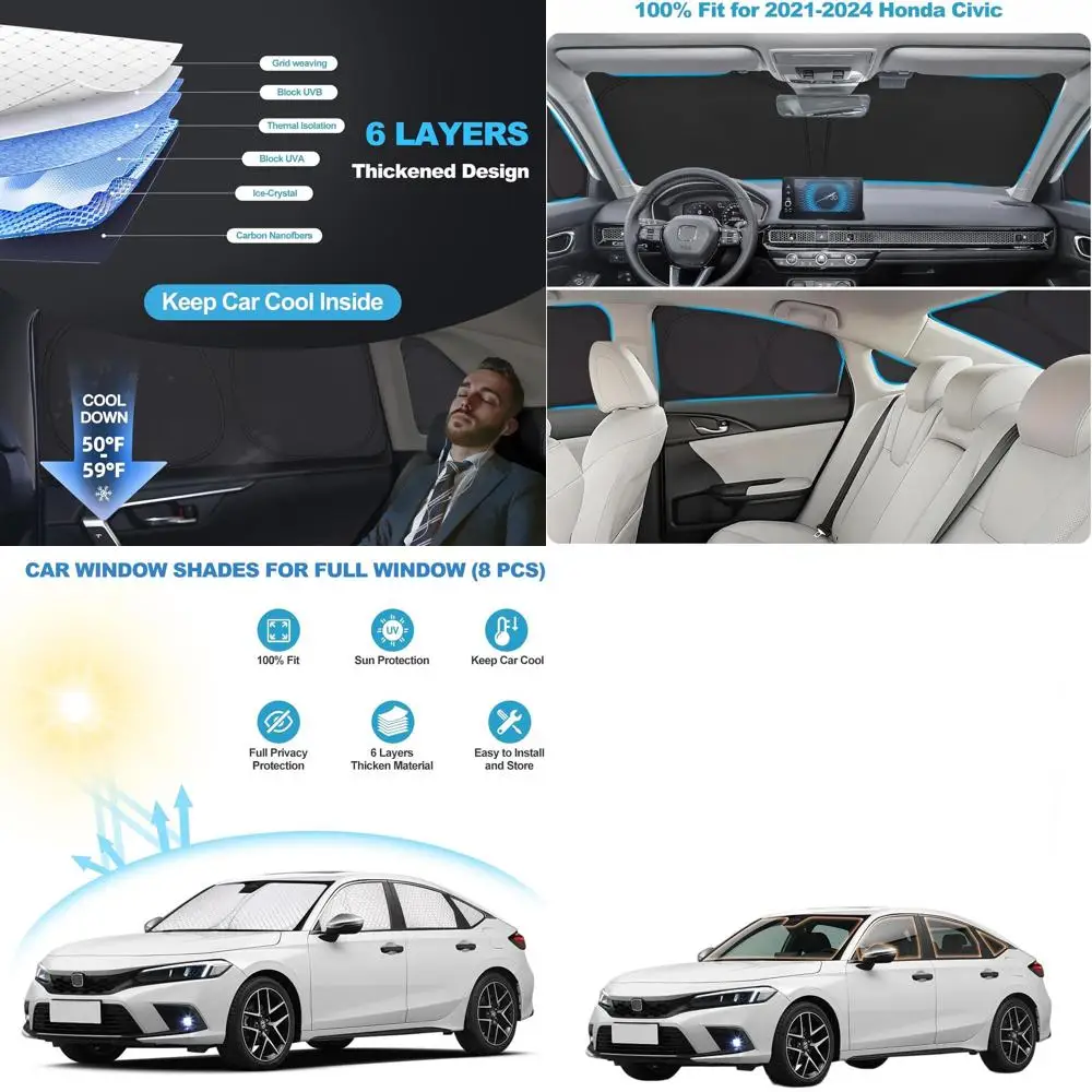 

Thickened 6-Layer Car Window Covers | 2-in-1 Privacy Curtains | Blackout & Heat Insulation | Camping Napping (8 Pieces)