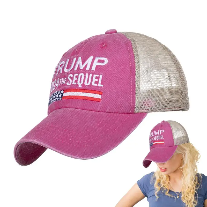 

Trump Hat Breathable Adjustable AmericanCampaign Hat USA Flag Embroidered Sports Hat Trump 2024 Hat For Outdoors