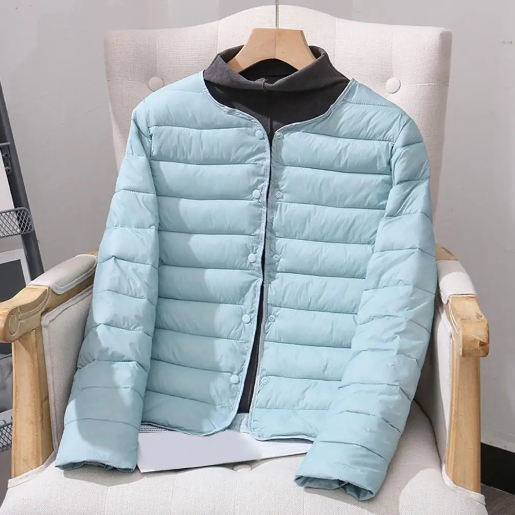 Layered Cotton Jacket Women Solid Color Padded  Single-breasted Cardigan Autumn Thin Cotton Padded Coat Winter Down Parkas