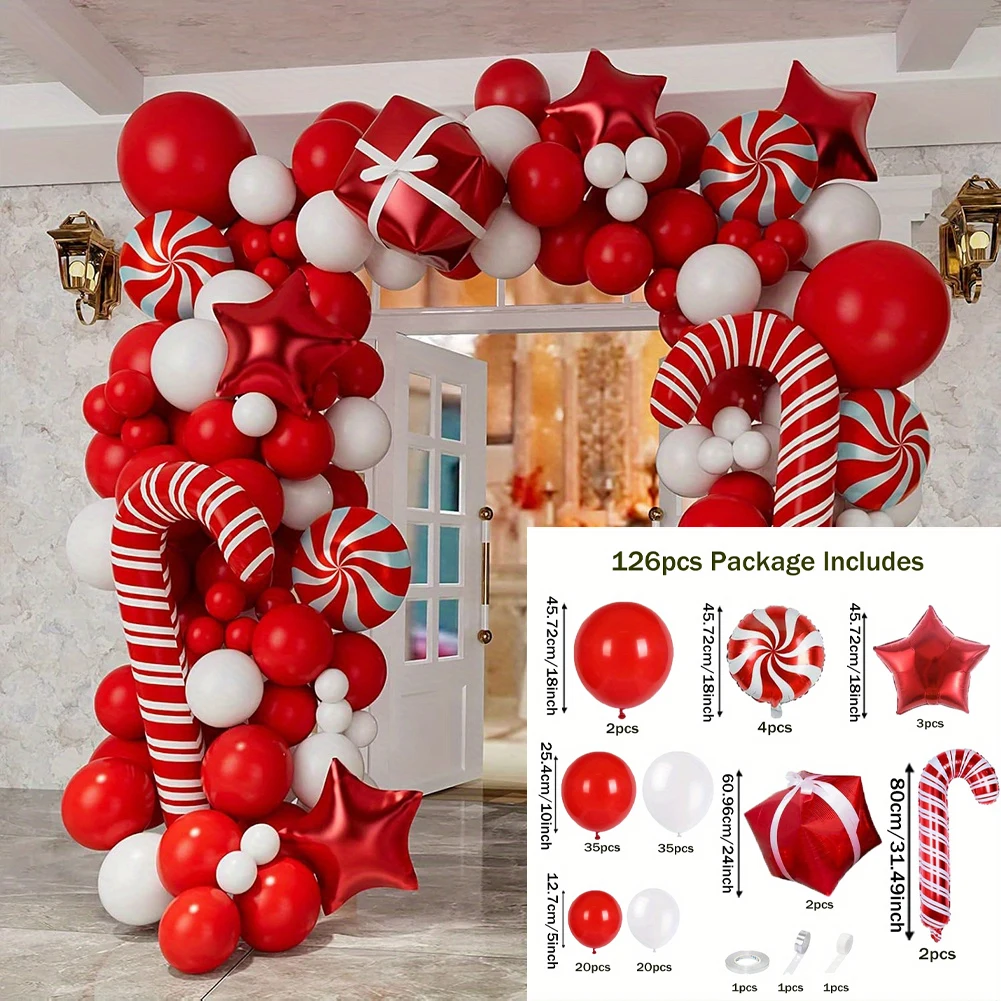 126pcs Christmas Balloon 2027 Garland Arch Kit,suitable for Festive Christmas Party Decoration, New Year Interior Decoration