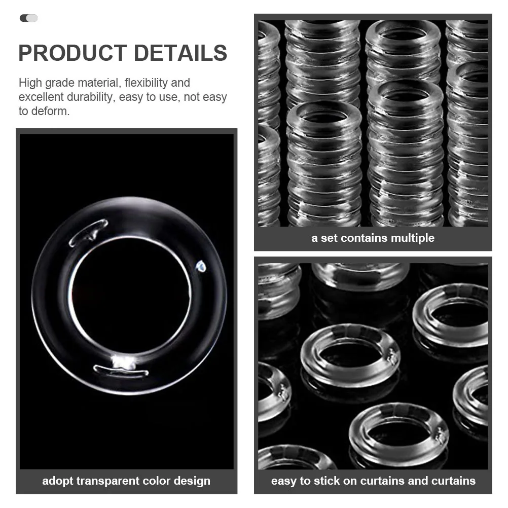

200Pcs Curtain Ring Supplies Plastic Perforated Buckle Style for Window Shower Hanging Functional Accessories Curtain Rod Rings