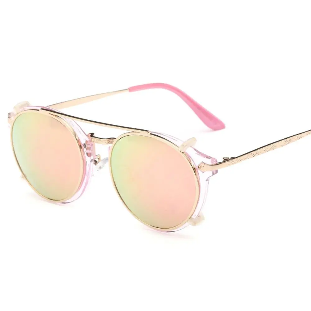 

Retro Double Layer Steampunk Flip-Up Sunglasses Two Usage Black Shades Glasses Computer Eyeglasses Flip Cover Punk Eyeglasses