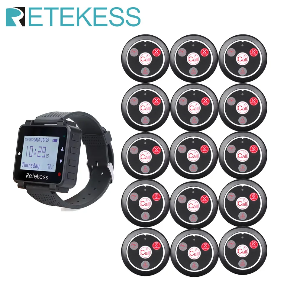 Retekess Hookah Restaurant Waiter Call System T128 Watch Receiver Pager 15 T117 Call Button Customer Service For Cafe Bar Club