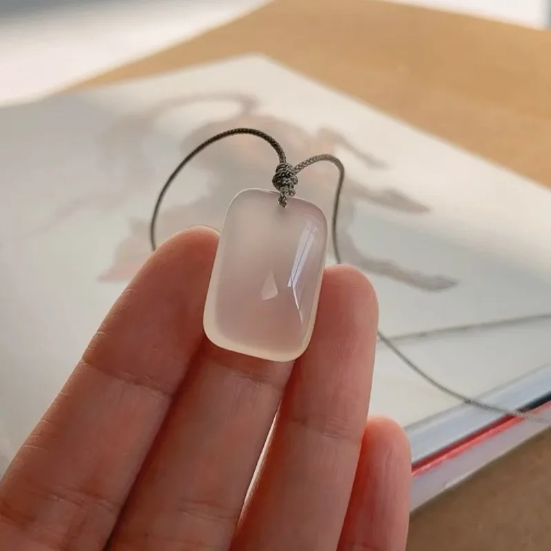 

Wholesale High-ice White Chalcedony Safe Brand High-end Niche Pendant Fashionable Men's and Women's Models