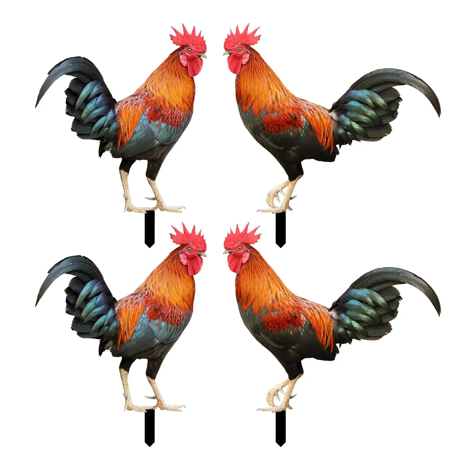 Rooster Animal Acrylic Garden Sculpture Decorative Standing Yard Stake Figure Ornaments for Courtyard and Lawn