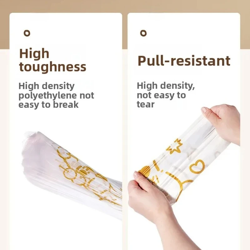 100 قطعة كيس قمامة برباط مطبوع عليه رسوم كرتونية ، كيس قمامة منزلي للاستعمال مرة واحدة ، كيس قمامة لتخزين المطبخ