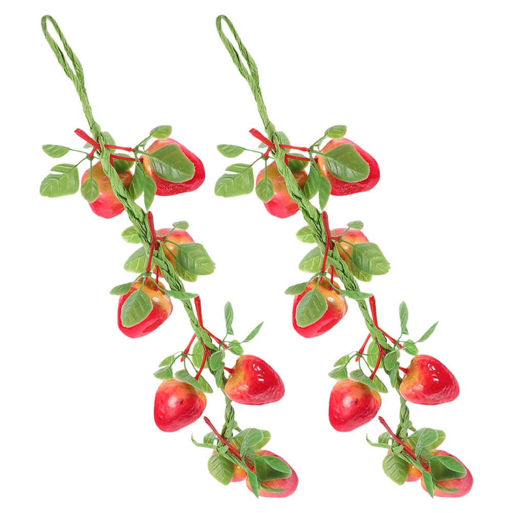 

2Pcs Simulation Strawberry Garland Exquisite Texture Easy Clean Decor for Home Garden Balcony Party Decorations