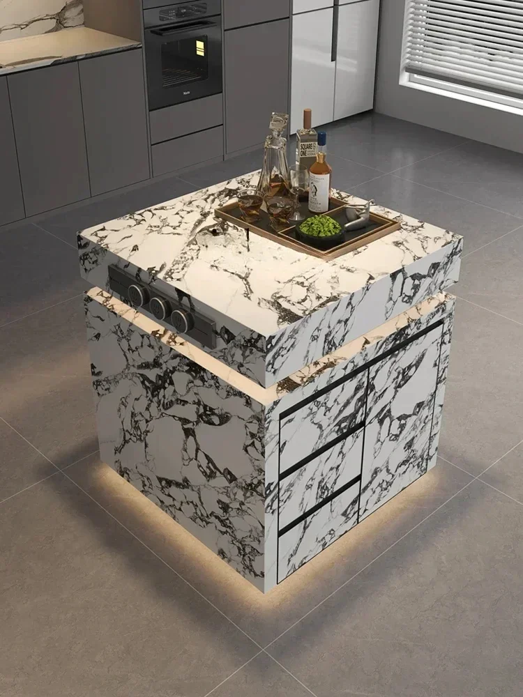 Zf island cabinet kitchen super rock slab guide table with sink multi-functional dining table toppling cabinet