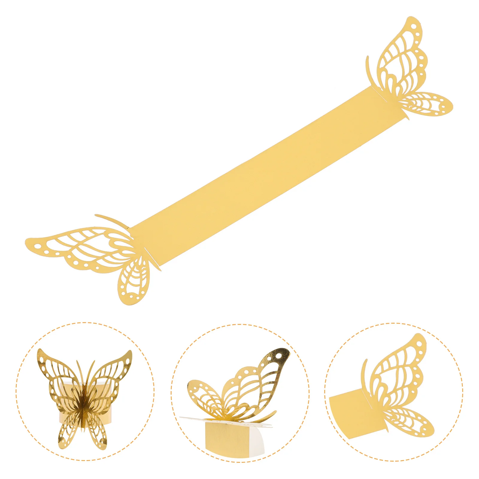 

50Pcs Butterflies Napkin Rings Premium Disposable Table Decor Surface for Engagement Dinner Party Use