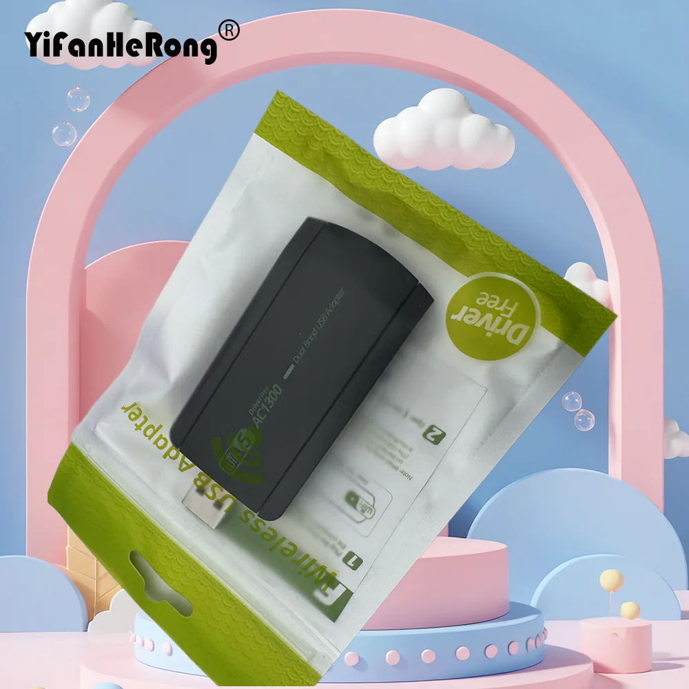 

Беспроводной сетевой адаптер USB 2.0 с поддержкой двух частотных диапазонов (2.4G/5G) и скоростью 1300 Мбит/с, чип RTL8812, без драйверов, Wi-Fi донгл-приемник.