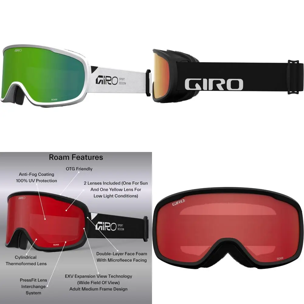 Anti-Fog Snowboard Goggles with 2 Lenses, Over Glasses Compatible, Suitable for Men, Women, and Youth