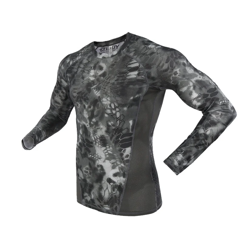 

Outdoor camouflage underwear stretch moisture perspiration longsleeved men's running training fitness sports elastic tight shirt