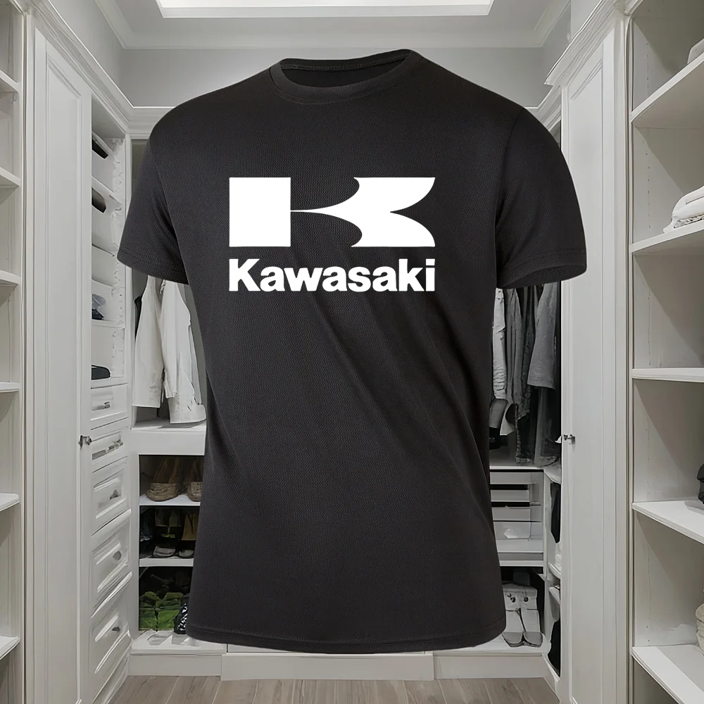 

KAWASAKI motorcycle T-shirt men's casual mesh short sleeved round neck T-shirt summer fashionable and comfortable versatile top