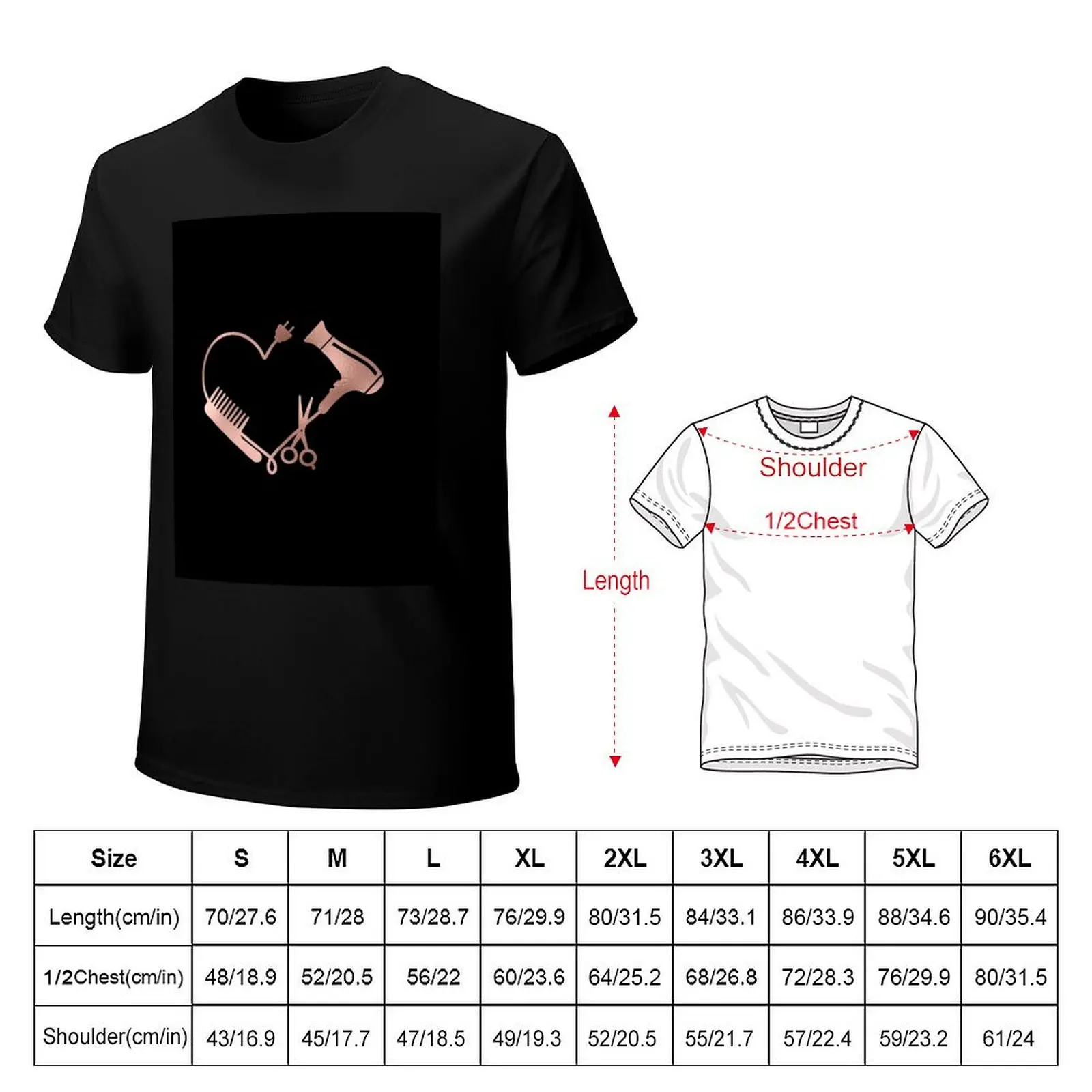 Rose gold Heart Love Hair Stylist Salon T-Shirt quick drying plus sizes summer top mens graphic t-shirts anime