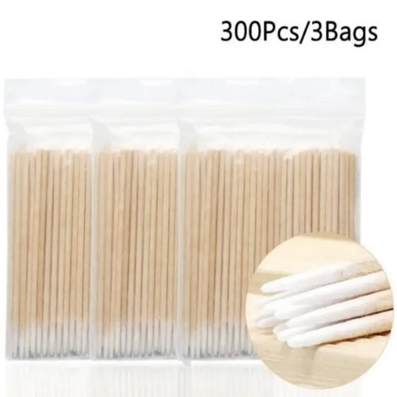 Piezas de madera para manicura, palitos de algodón para quitar esmalte de uñas, herramientas de arte, Corrector de cabeza de algodón, 300