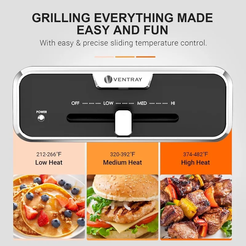 Ventray-sartén eléctrica con tapa, parrilla eléctrica para interiores, superficie de cocina antiadherente para freír, saltear, Simmering y trenzar