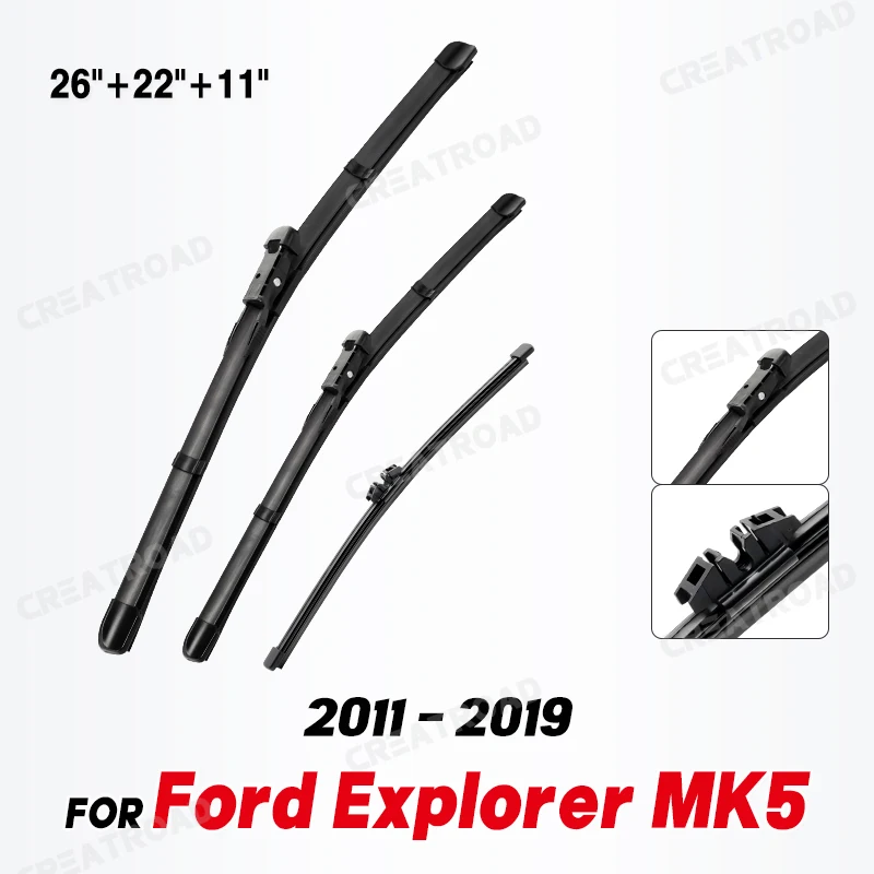 Wiper LHD Front & Rear Wiper Blades Set For Ford Explorer MK5 2011 - 2019 Windshield Windscreen Window Rain Brush 26\