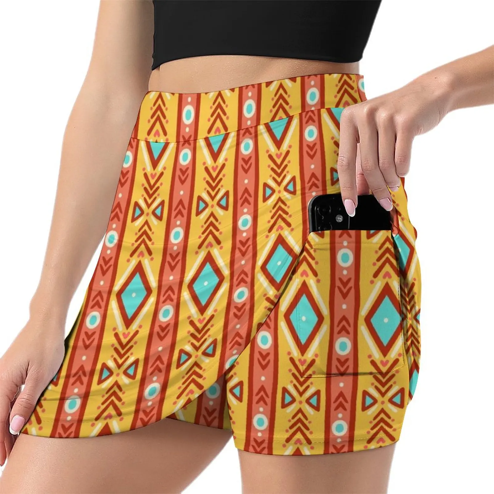 Mayan Aztec Indian Tribal Ethnic Pattern Mini Skirt kpop korean style clothes