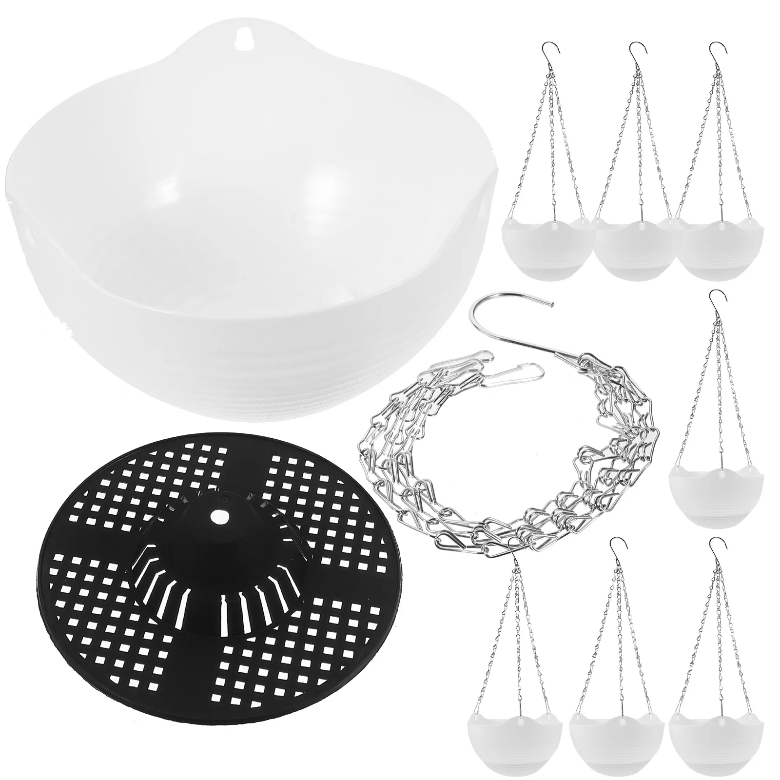 

9Pcs Hanging Flowerpot Plastic Iron Durable Balcony Garden Plant Pot Indoor Outdoor Decor Hanging Basket Balcony Flower Pot