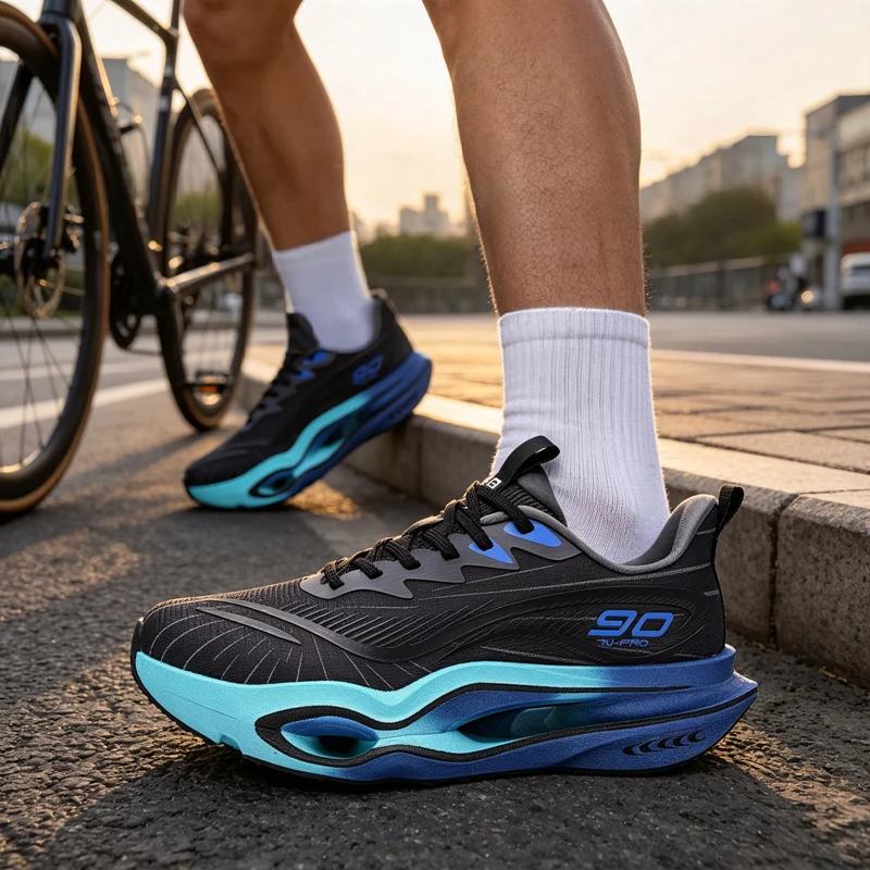 Herren-Freizeitsportschuhe, trendige, dämpfende Laufschuhe mit dicker Sohle, atmungsaktive, leichte Sportschuhe aus Mesh-Material, Laufschuhe mit hoher Dämpfung und weicher Sohle, rutschfest und abriebfest, für Jugendliche und Studenten. – Detail 15