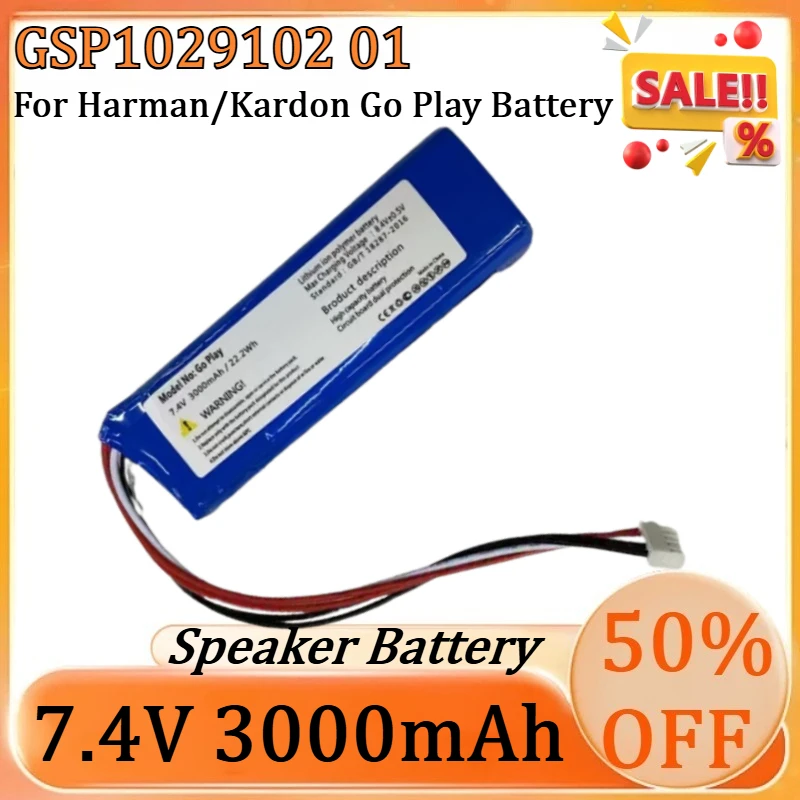 

New GSP1029102 01 7.4V 3000mAh Battery for Harman/Kardon Go Play GSP1029102 01 3000mAh 7.4V Speaker Battery