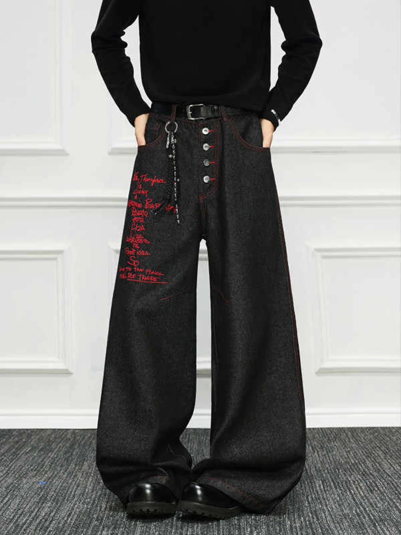 

Женские черные готические мешковатые джинсы Y2k в японском стиле 2000-х годов, широкие джинсовые брюки в стиле эмо, винтажные джинсы большого размера в стиле Харадзюку, брюки 2025