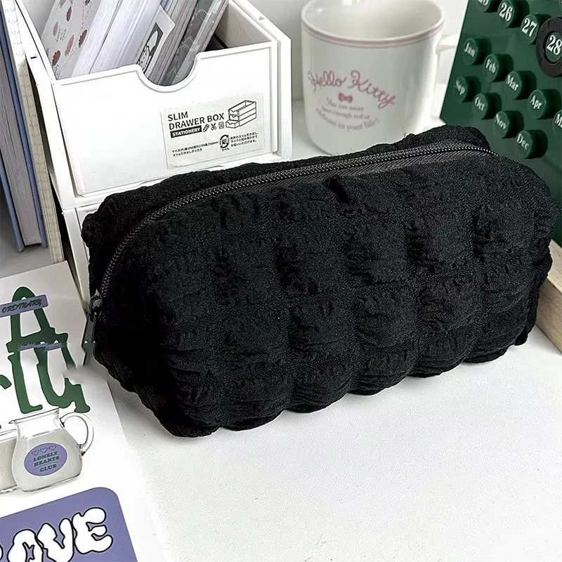 Fashion Puffs Women Cosmetic Bag Portable Stationery Pen Case Toiletry Makeup Storage Bag Handbag Washing Zipper Pouch For Girl