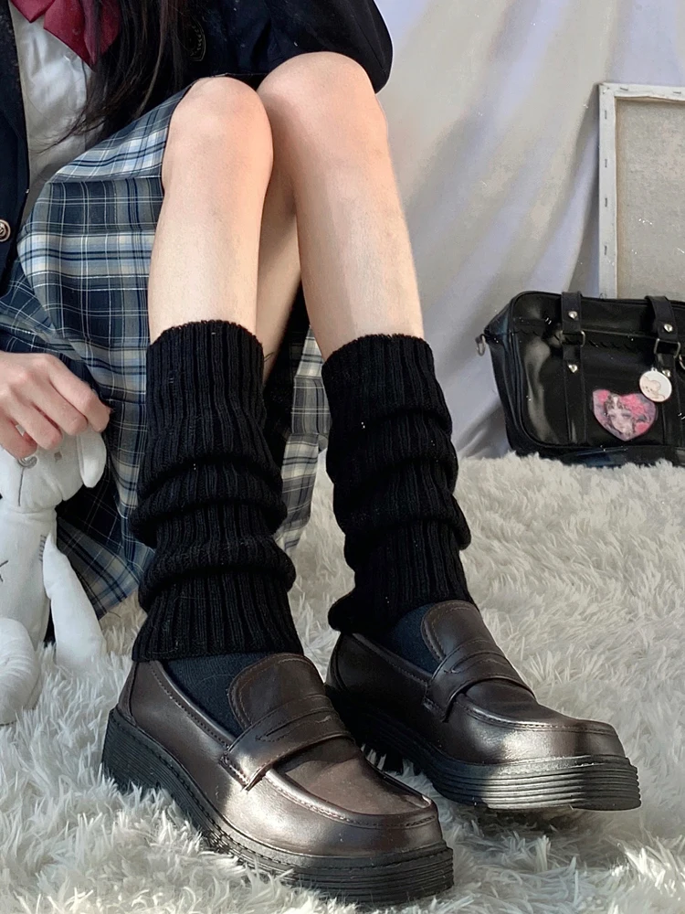 Tube Socks Women's Solid Color Knitted Warmers Simple Fashion Leg Shaping Small Leg Protector Snow Boots Four Seasons Universal