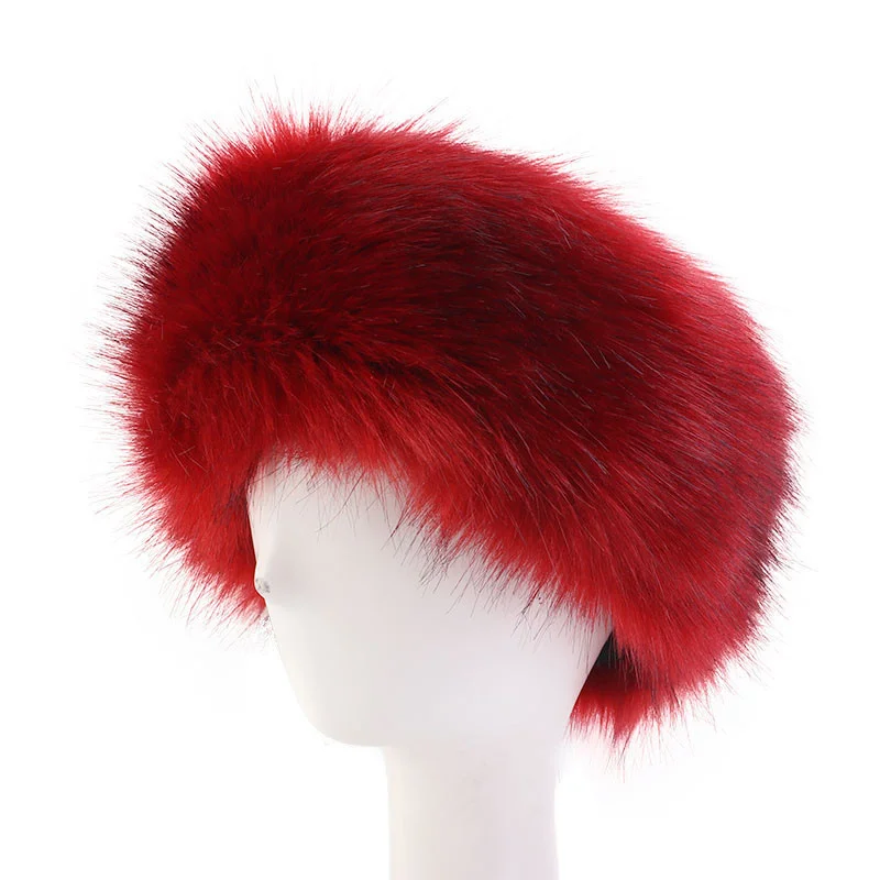 Neue Einfarbig Plüsch Stirnband Winter Warme Faux Pelz Hut Weiche Elastische Mützen Coldproof Ohr Wärmer Einstellbare Stirnbänder Für Frauen – Detail 6