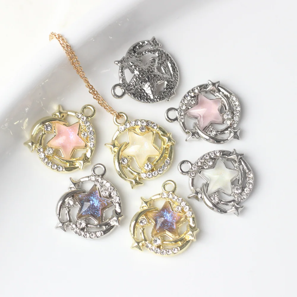 10pcs Alloy Inlay Star Pendant Earring Ornament Necklace Bracelet Jewelry Making DIY Handmade Accessories Supplies Craft Fashion