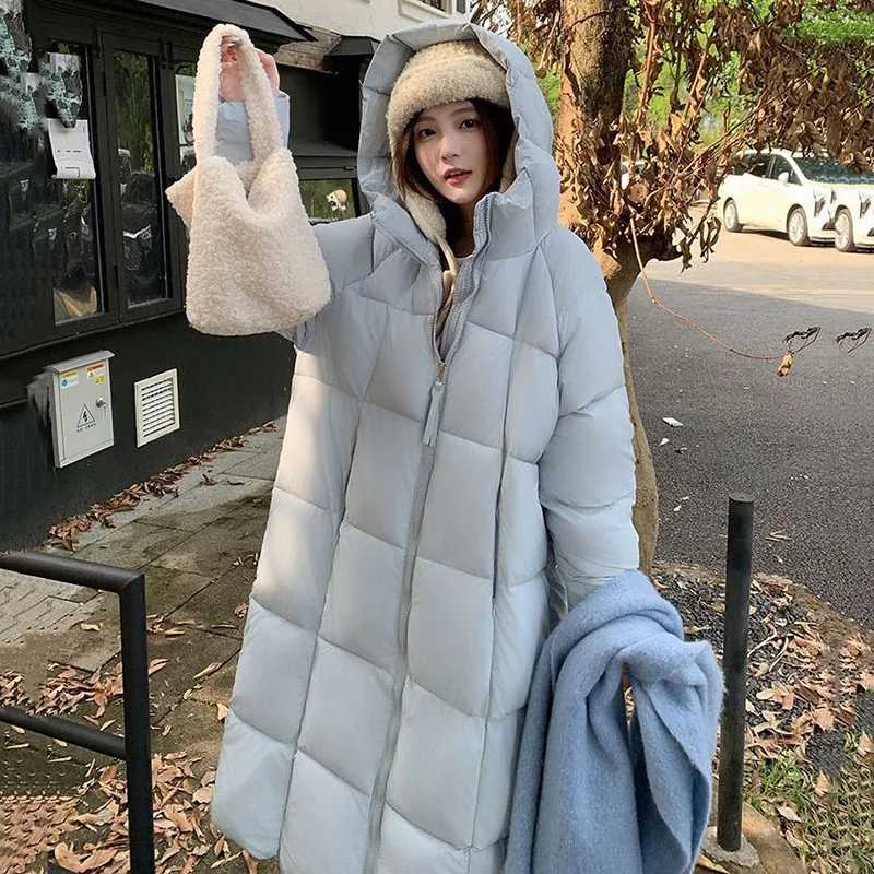 Black Fashion Thicken Warm Down Cotton Jacket Women's 2025 Winter New Bread Jacket Over The Knee Long Coat Parkas Outwear