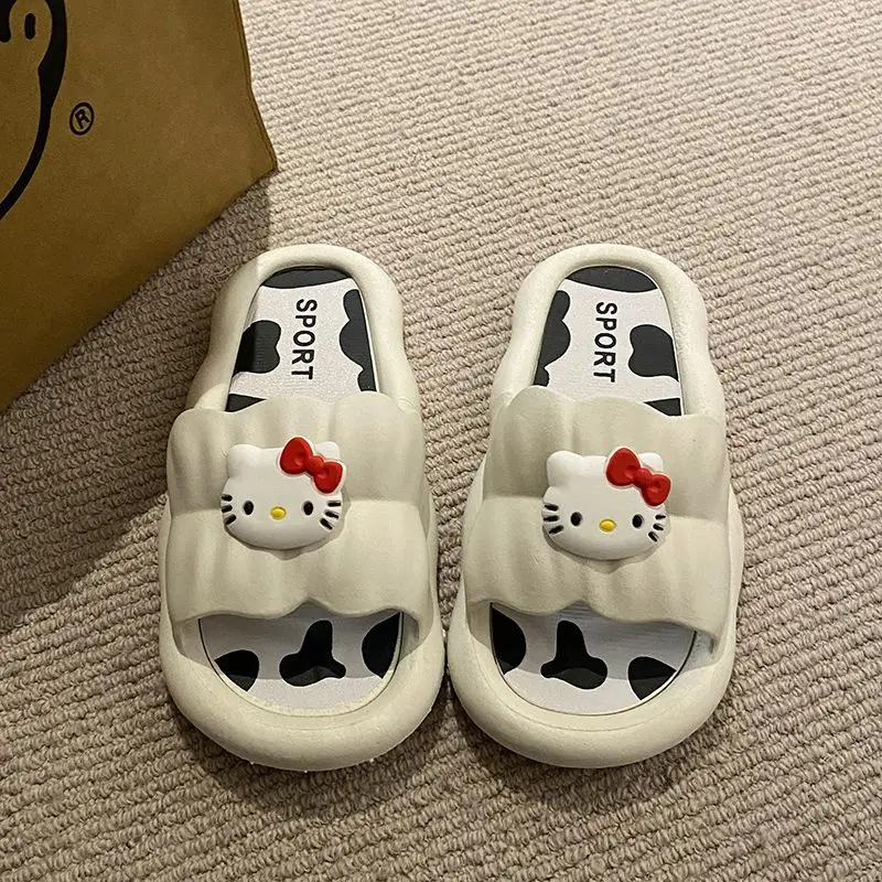 Cow Hello Kitty Shoes Slippers Non-slip Slippers Summer Slippers Sanrio INS Cute Cartoon Casual Fashion Pretty Girls Beach Shoes