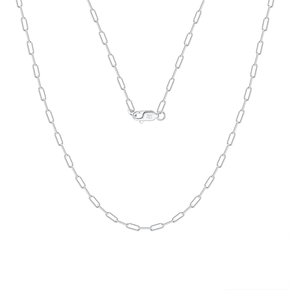 Effie Queen 925 Reines Silber Dünne Paperclip-Ketten-Halskette Einfacher Feiner Schmuck für Frauen Zierliche Büroklammer-Gliederkette Party SC39 – Detail 7