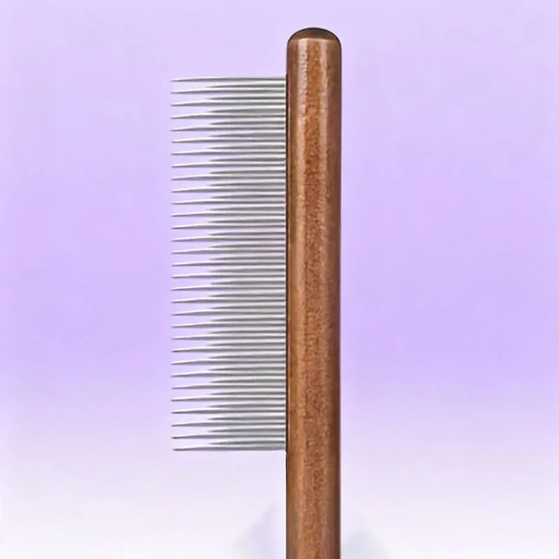 Stainless Steel Pet Grooming Comb with Wooden Handle product image