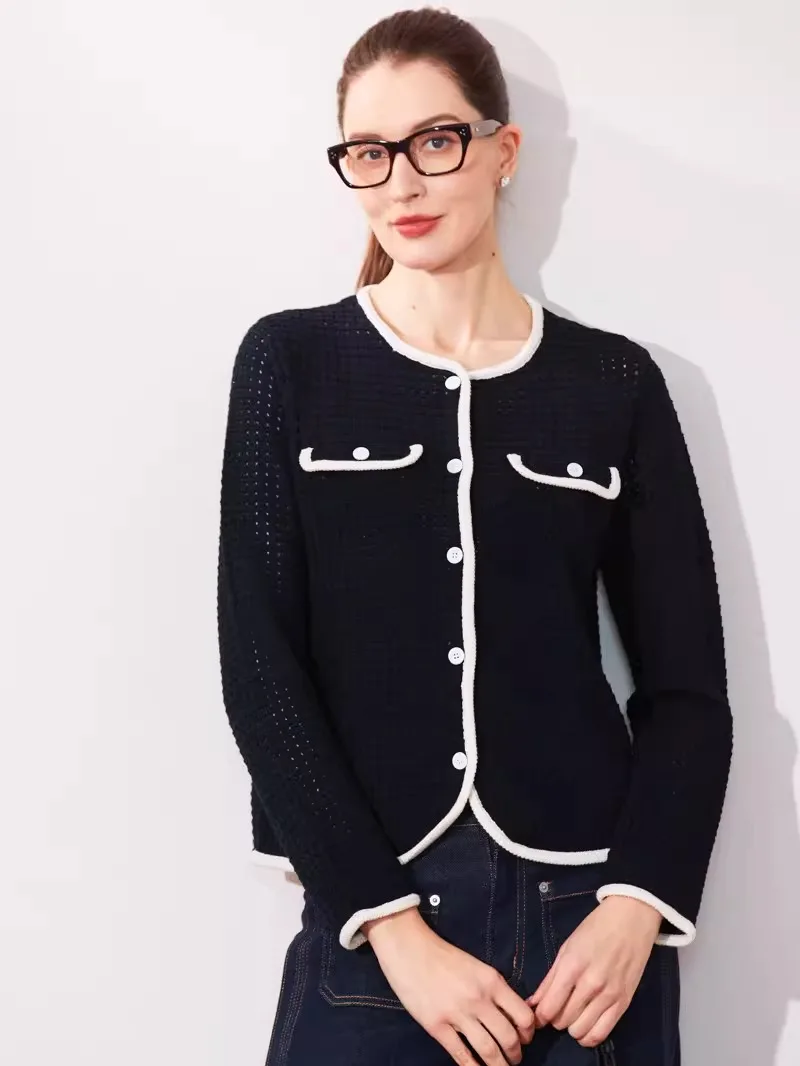 

Вязаный кардиган больших размеров на весну, повседневный, свободного кроя, с длинными рукавами, круглым вырезом, в двух цветах, для полных женщин.