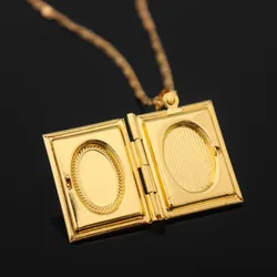 Fashion square photo box storage box Pendant Necklace for Couples Religious Beliefs Commemorative amulet Jewelry