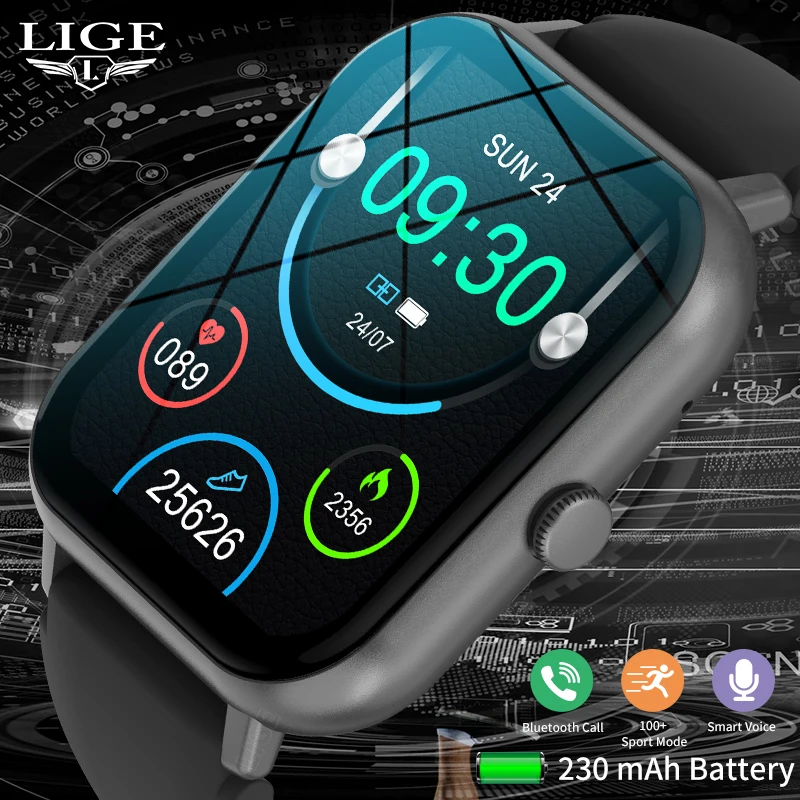 LIGE Waterproof Smart Watch Bluetooth Call Women Men Watch Voice Assistant 100+Sports Smartwatch For Huawei Xiaomi Android ios