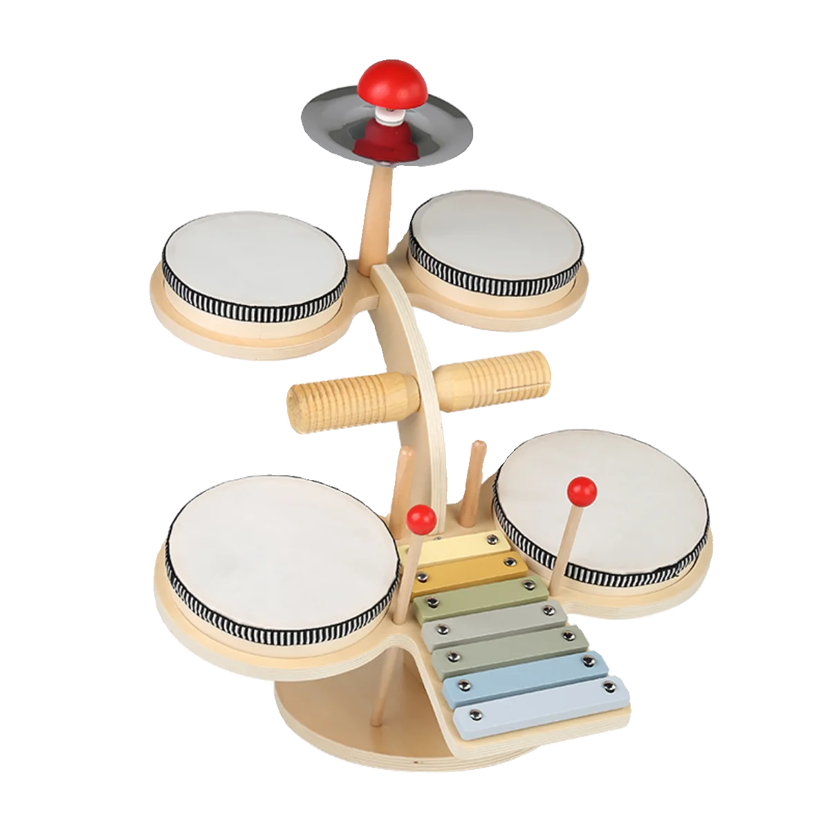 

Multifunctional Wooden Drum Kit Music Station Children's Music Enlightening Early Education Educational Toys Girl Boy