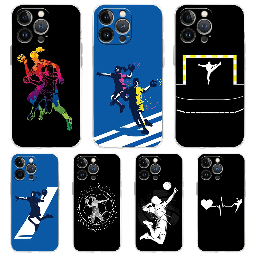 Handball Sport Phone Case For iPhone 15 14 13 12 Mini 11 Pro Max XS X XR 7 8 Plus Clear Shockproof Silicone TPU Cover