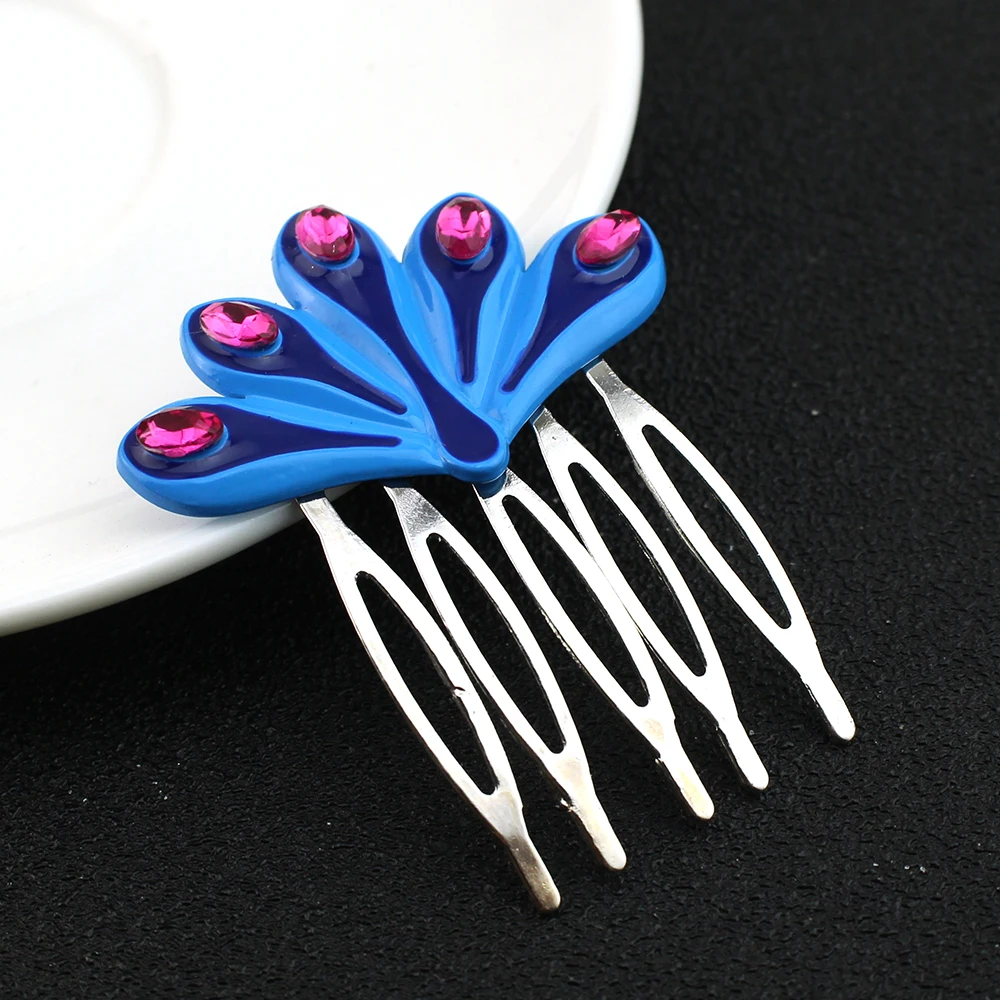 لطيف الأزرق الطاووس أغطية الرأس الكرتون دبوس الشعر المعدني زي لوازم الحفلات للفتيات الهدايا