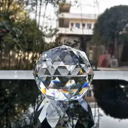 50-100mm Crystal Single Flat Ball Ornaments Glass Faceted Shphere Paperweight Handle Hemisphere Living Room Decoration Figurine