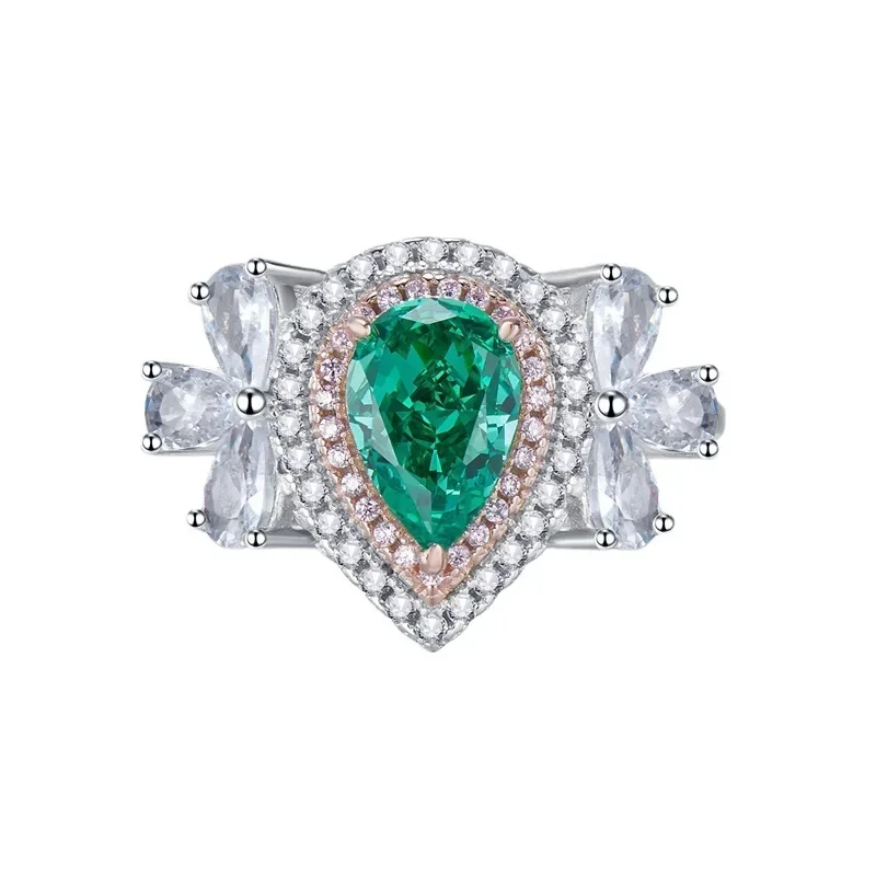 

2023 новый 925 серебряный Paraiba зеленый 6*9 мм Капля воды Ледяной цветок вырезанные высокоуглеродистые алмазные милые Instagram