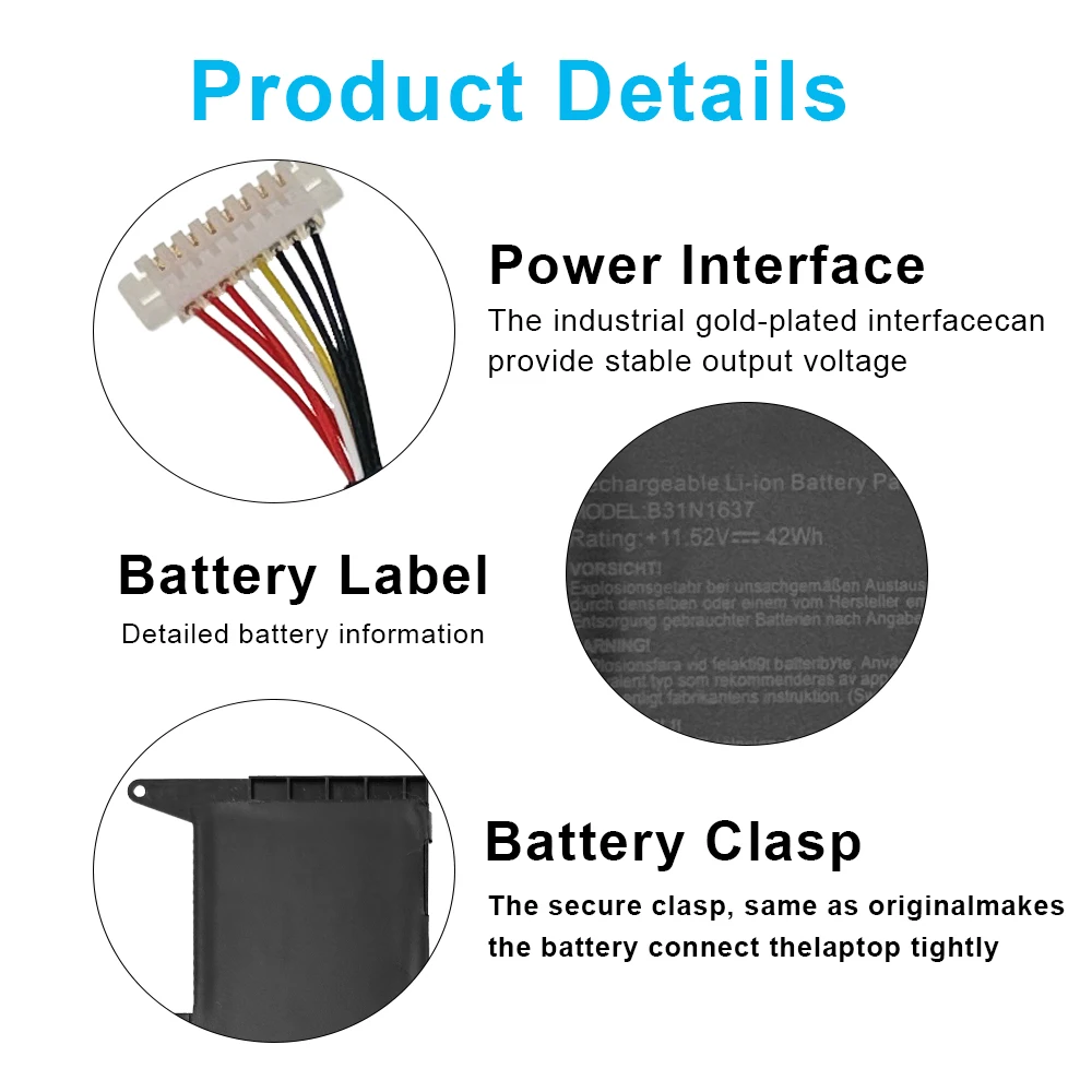 B31N1637 C31N1637 Laptop Battery for ASUS VivoBook X510 X510U X510UQ X510UAR X510UF S15 S510U S510UQ S510UN F510 F510U F510UQ