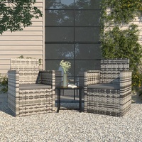 3-TLG. Garden Lounge set with cushions PE rattan Grey-Stylish & UV resistant for patio/garden