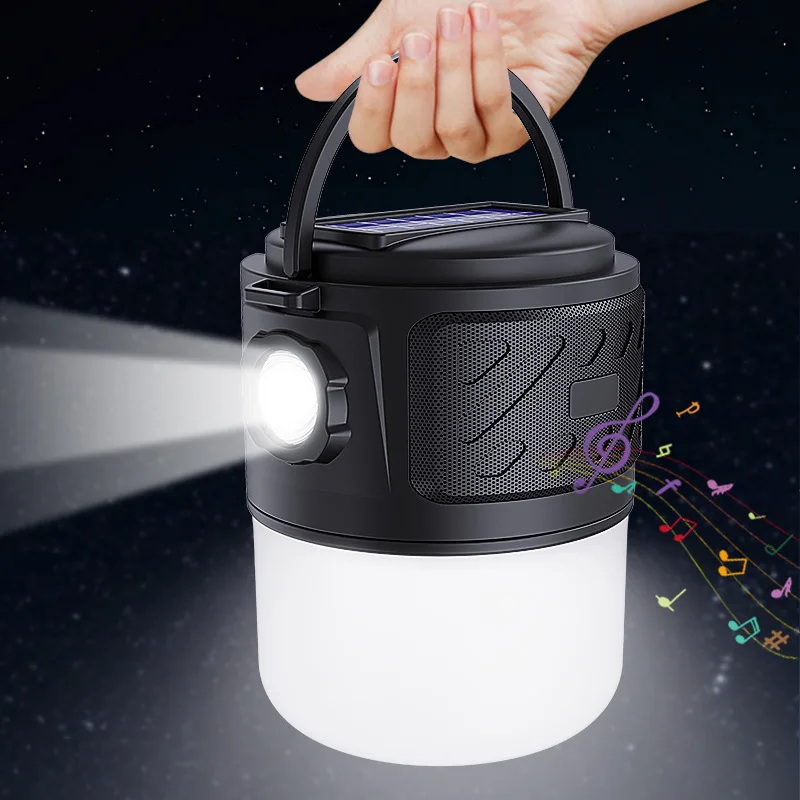 

Outdoor Solar Charging Camping Lamp LED Flashlight,Wireless Bluetooth 5.3 Speaker,TF\USB\FM Radio Function