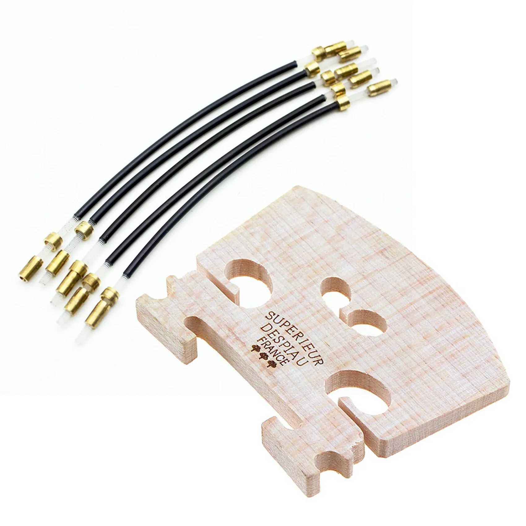 A99I-5Pcs ذيل الكمان الأمعاء الذيل الحبل الأمعاء الحبل النايلون مع جسر الكمان القيقب ، 4/4 حجم أجزاء جسر الكمان المجهزة