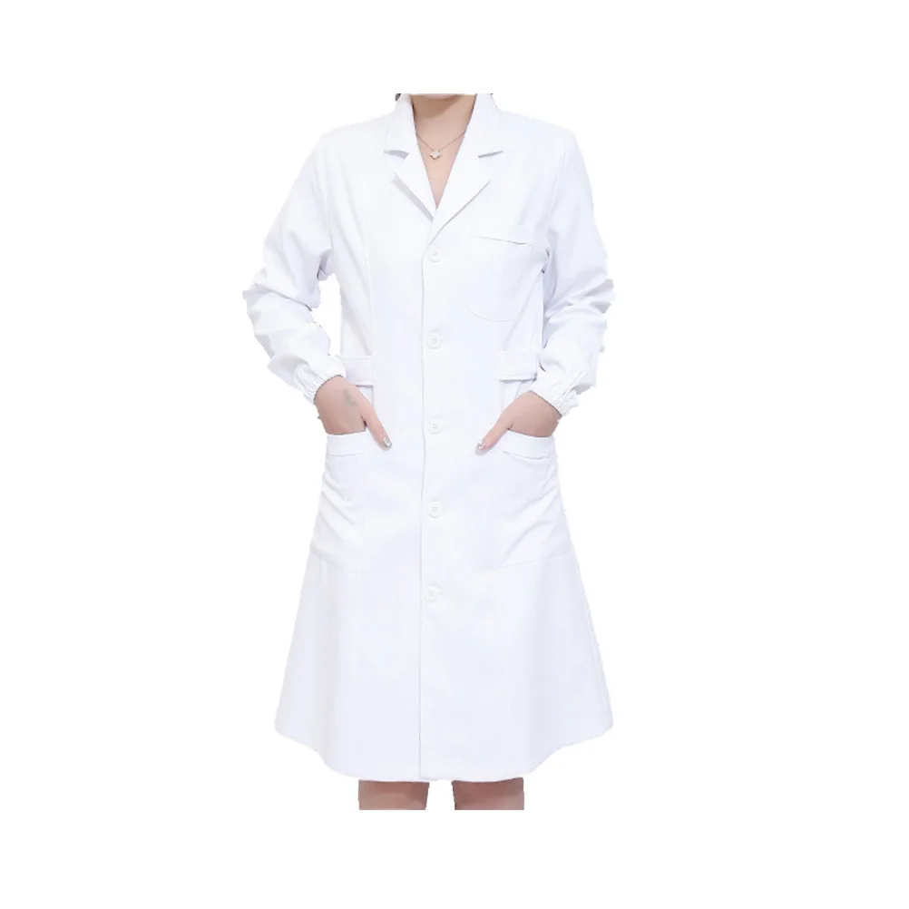 Long Sleeve White Nursing Uniform Suit Isolation Gown Overalls for Women Size Pocket Design Breathable Comfortable