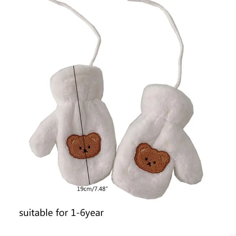 قفازات الشتاء الكرتونية للأطفال مع سلسلة سميكة من القطيفة الدافئة كاملة الأصابع P31B