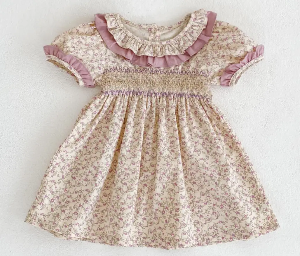 Schwester Outfit Sommer Mädchen Baby Strampler Kleinkind Baby Mädchen Stickerei Kleider Kleinkinder Baumwolle Kurzarm einteiliges Strampler