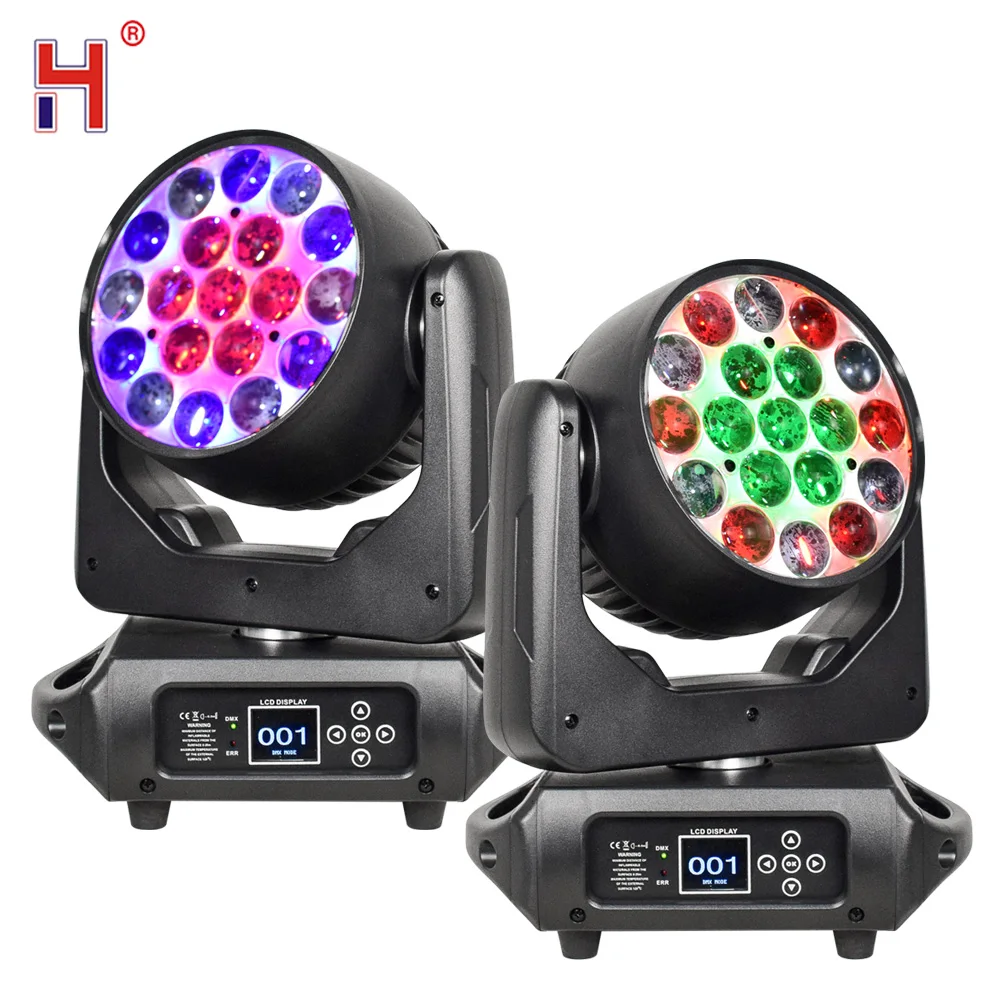 LED 19X15W RGBW 4In1 Colors Mix CTO Effect Lyre Beam Wash Zoom Moving Head DMX Stage Lighting For DJ Disco Nightclub Theater